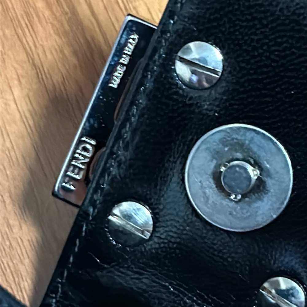 Authentic Fendi Mamma Baguette Shoulder Bag Black Mini Croissant - Picture 9 of 16